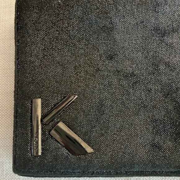 KRIZIA Vintage Y2K Black Gunmetal Shimmer Evening Clutch Made in Italy - Picture 3 of 16